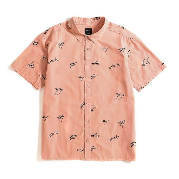 RVCA Johanna Gestures Pink Short Sleeve Button New - Picture 1 of 13